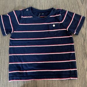 Janie and Jack blue with red and white stripes pocket tee